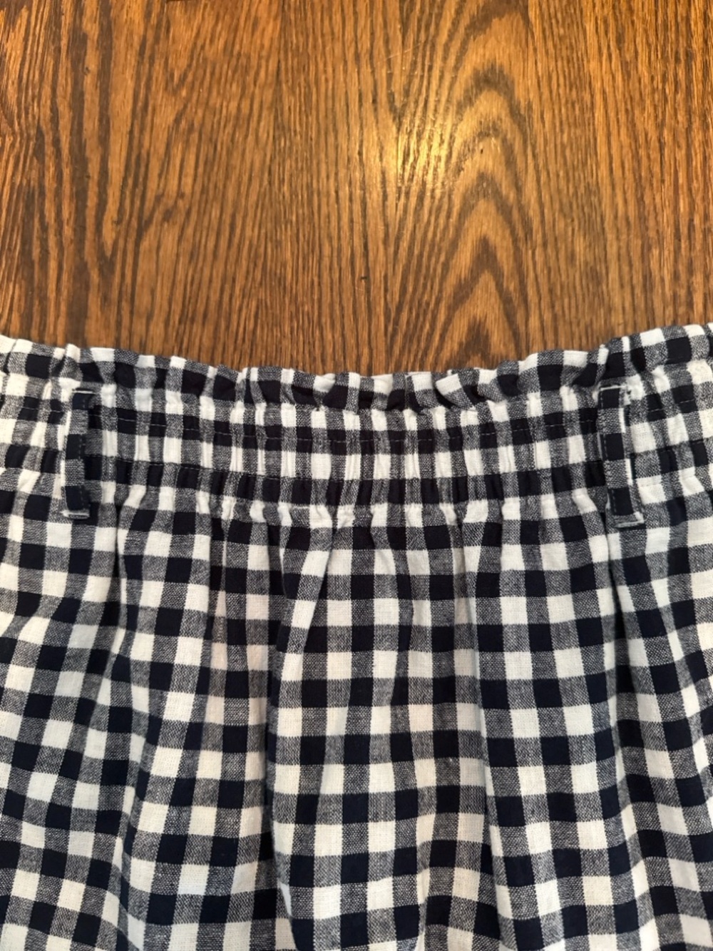 Gingham Elastic-Waist Mini Skirt - Navy & White - Picture 3 of 3